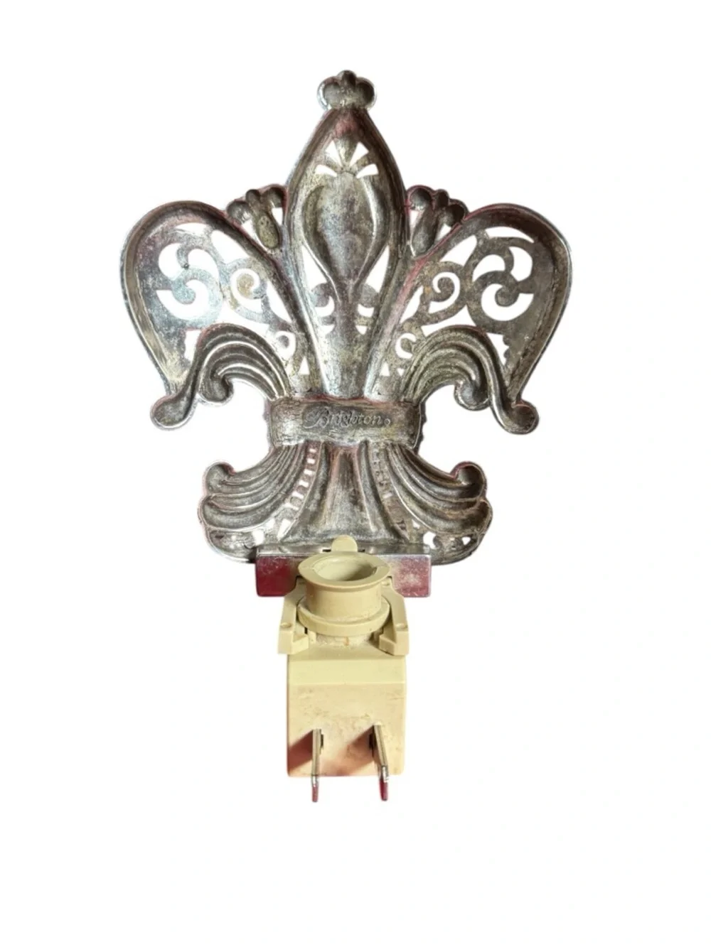 Brighton Silver Fleur-de-Lis Wall Night Light Accent